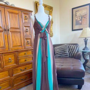 BCBG Full Length 100% Silk Should Strap Gown